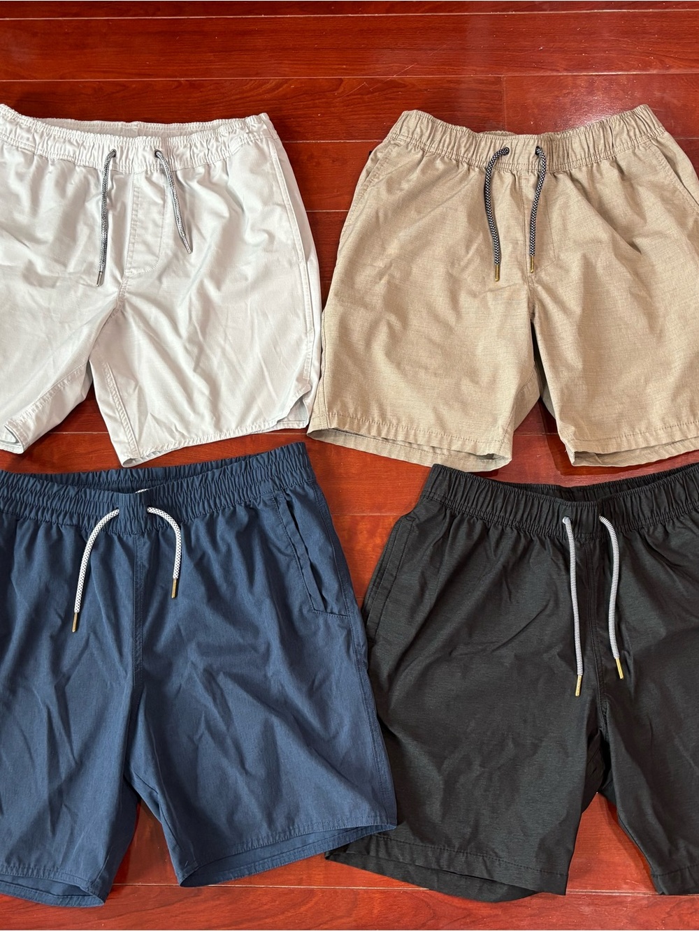 Buckle Men's Flat Front Elastic Waist Shorts - White, Khaki, Navy, Black